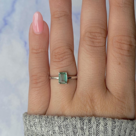 Green Kyanite Ring / 925 Sterling Silver Ring / Rhodium Vermeil / Healing Gemstone / Promise Ring / Gift For Her / Dainty Ring Kyn-sr-241-g.