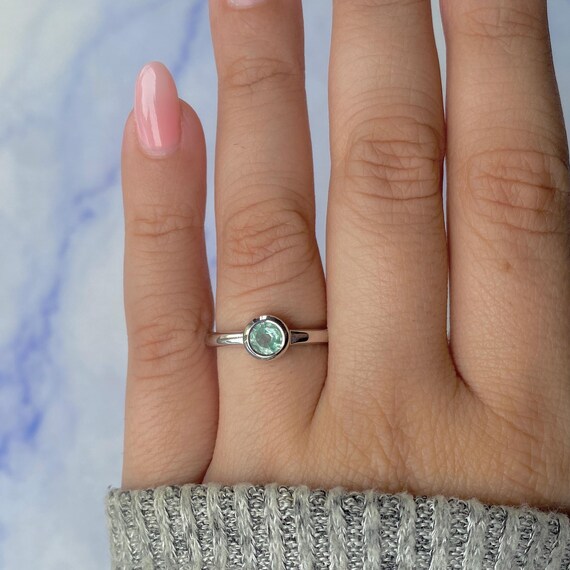 Green Kyanite Ring / 925 Sterling Silver / Rhodium Vermeil / Healing Gemstone / Stackable Ring / Gifts For Her / Dainty Ring Kyn-sr-4029-g.