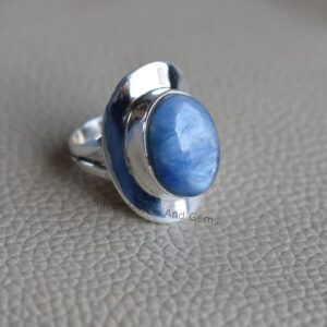Natural Blue Kyanite Ring, Handmade 925 Sterling Silver Ring, Oval Kyanite Designer Ring, Gift for Mom, Taurus Birthstone Ring
