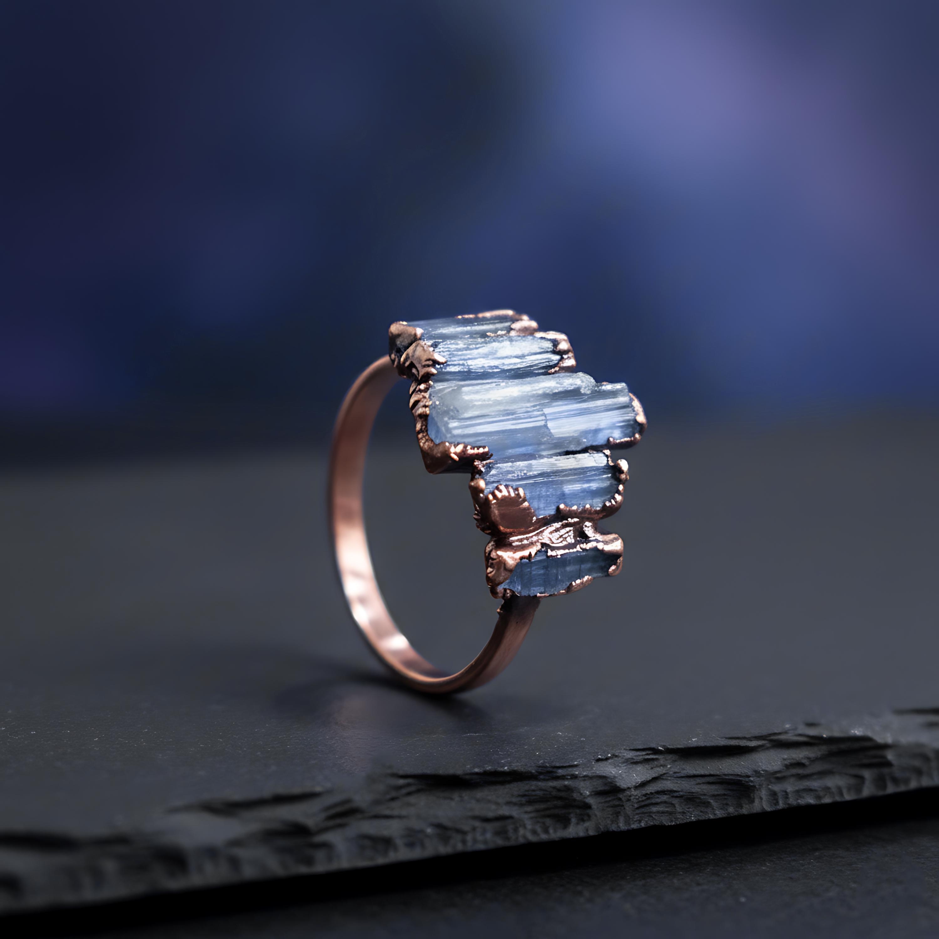 Natural Kyanite Gemstone Electroform Ring Stackable Ring Statement Ring Weddings Ring Birthstone Ring Rings For Women Boho Ring