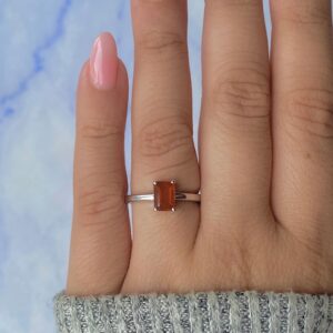 Orange Kyanite Ring / 925 Sterling Silver / Rhodium vermeil / Healing Gemstone / Promise Ring / Gifts for her / Dainty Ring KYN-SR-241-O.