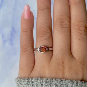Orange Kyanite Ring / 925 Sterling Silver / Rhodium vermeil / Healing Gemstone / Gifts for her / Oval Cut / Dainty Ring KYN-SR-4026-O.
