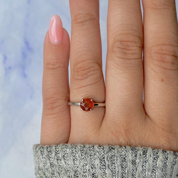 Orange Kyanite Ring / 925 Sterling Silver / Rhodium Vermeil / Healing Gemstone / Birthstone Jewel / Gift For Her / Dainty Ring Kyn-sr-236-o.