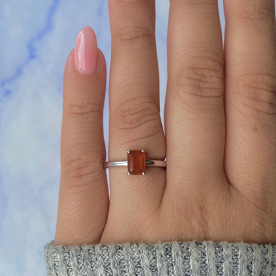 Orange Kyanite Ring / 925 Sterling Silver / Rhodium Vermeil / Healing Gemstone / Promise Ring / Gifts For Her / Dainty Ring Kyn-sr-241-o.