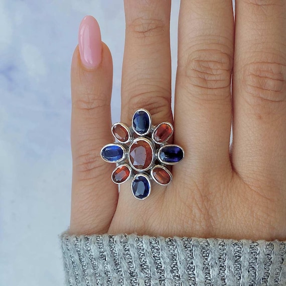 Kyanite / Orange Kyanite Adjustable Ring / 925 Sterling Silver / Healing Gemstone / Kyanite Jewelry / Gift For Her / Dainty Ring Kyn-ccr-30.