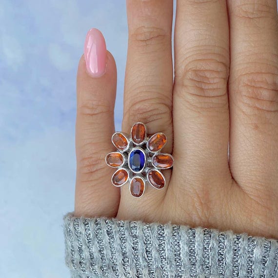 Kyanite / Orange Kyanite Adjustable Ring / 925 Sterling Silver / Healing Gemstone / Kyanite Jewelry / Gift For Her / Dainty Ring Kyn-ccr-54.