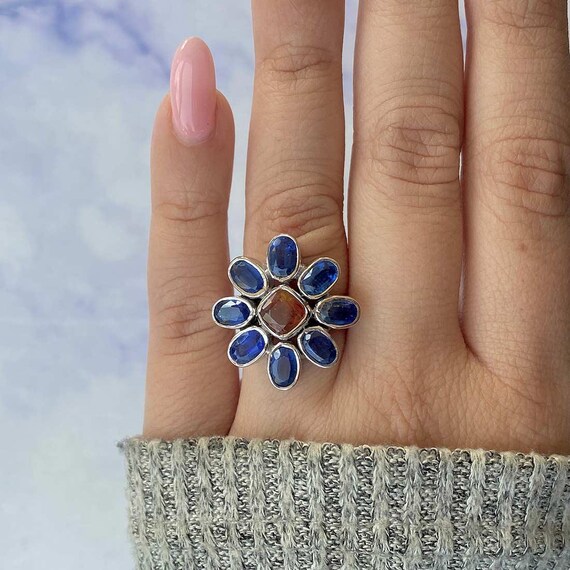 Kyanite / Orange Kyanite Adjustable Ring / 925 Sterling Silver Ring / Healing Gemstone / Gift For Her /cushion Cut / Dainty Ring Kyn-ccr-39. Kyanite / Orange Kyanite Adjustable Ring / 925 Sterling Silver Ring / Healing Gemstone / Gift For Her /cushion Cut / Dainty Ring Kyn-ccr-39.