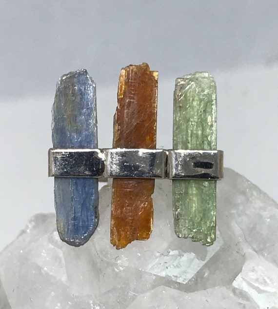 Rough Green, Orange, And Blue Kyanite Ring Size 5 1/2 Rough Green, Orange, And Blue Kyanite Ring Size 5 1/2