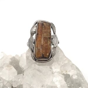 Rough Orange Kyanite Ring, Size 8