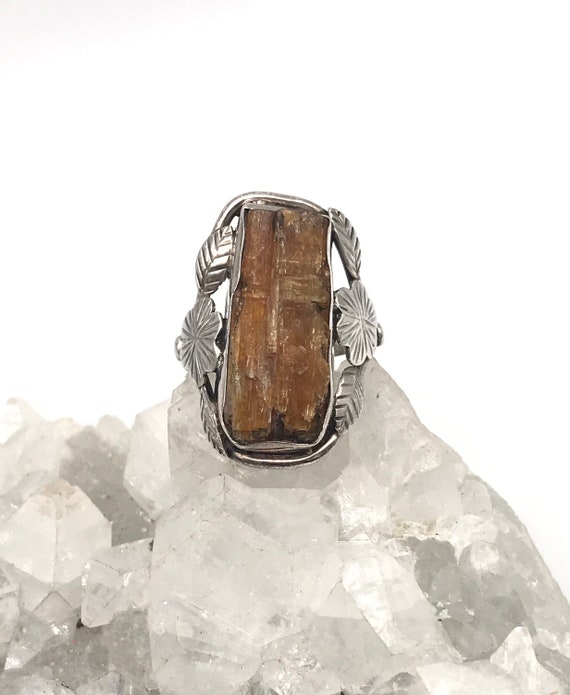 Rough Orange Kyanite Ring, Size 8