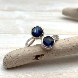 Kyanite Sterling Silver Ring, Faceted Blue Gemstone, Size 7