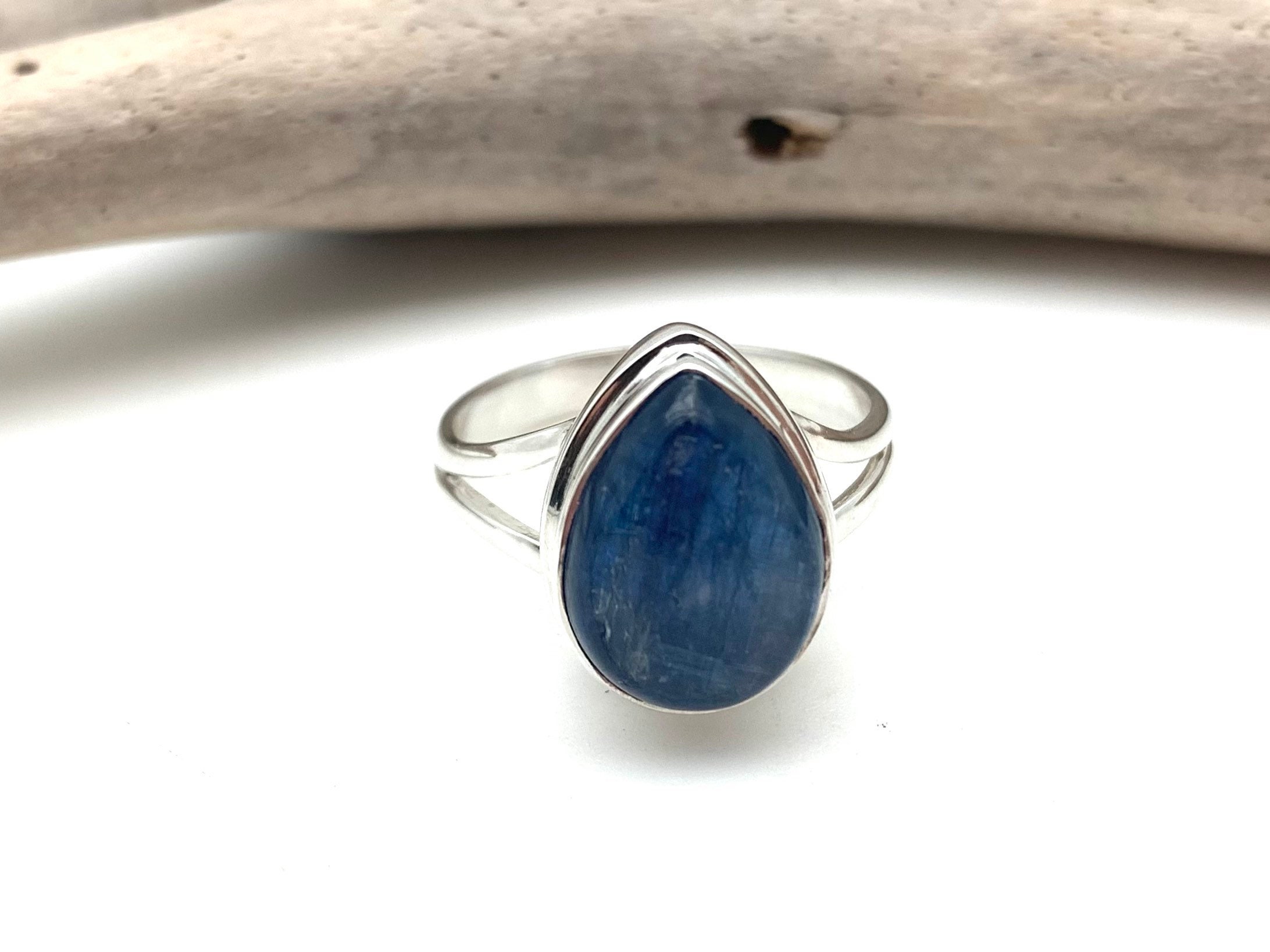 Teardrop Kyanite Ring, Sterling Silver, Size 9 Teardrop Kyanite Ring, Sterling Silver, Size 9