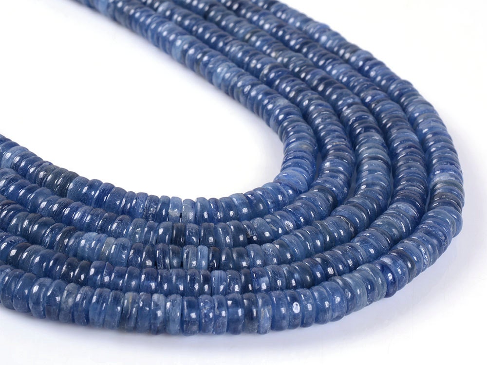 0122 6mm Blue Kyanite Heishi Rondelle Loose Gemstone Beads 16"