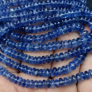 14 Inch Strand, Natural Blue Kyanite Smooth Rondelles,Size.3.5-5mm