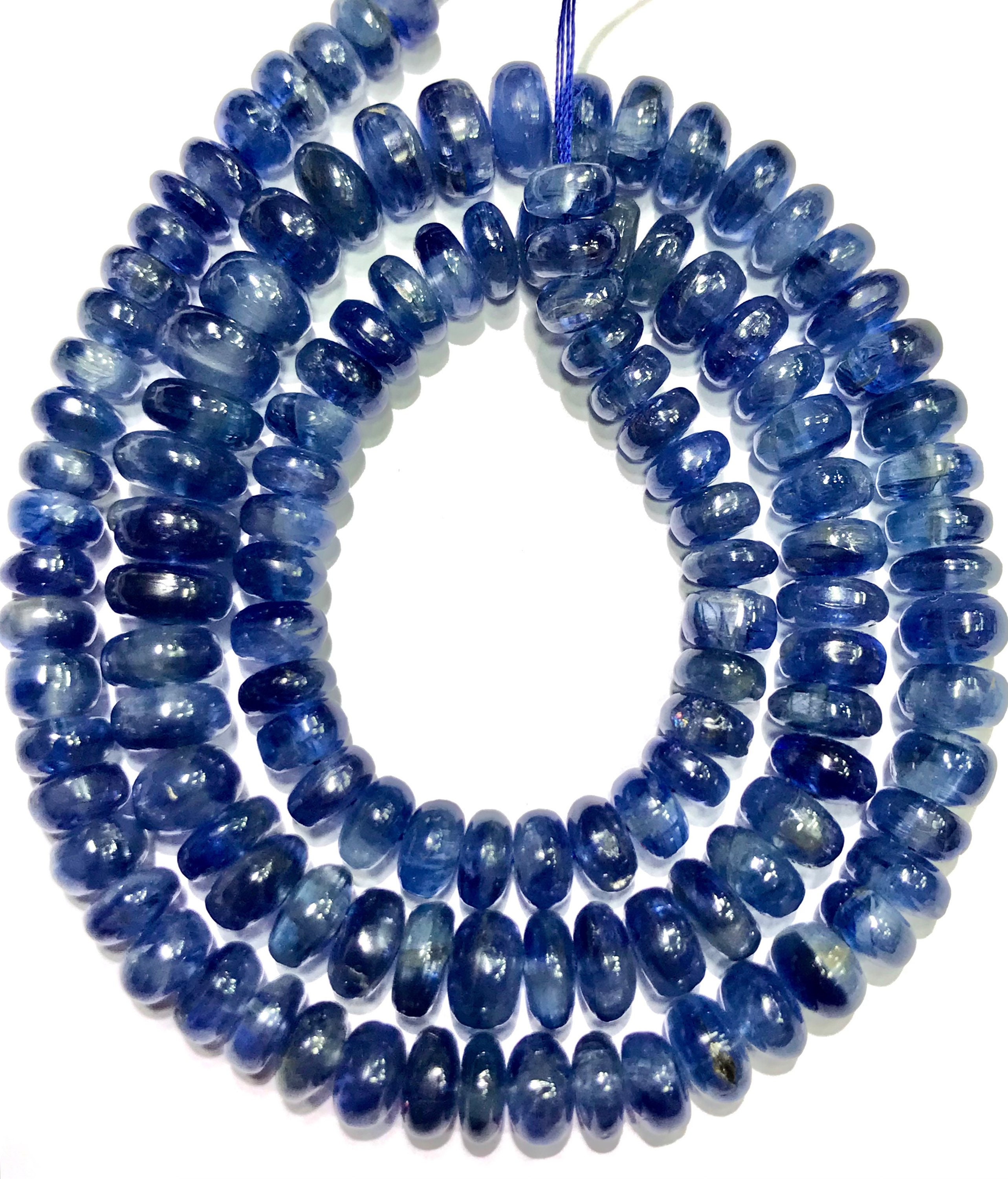 Aaa+ Blue Kyanite Smooth Rondelle Beads Natural Blue Kyanite Gemstone Beads 6/8mm Kyanite Smooth Beads Kyanite Rondelle Beads Wholesale Bead