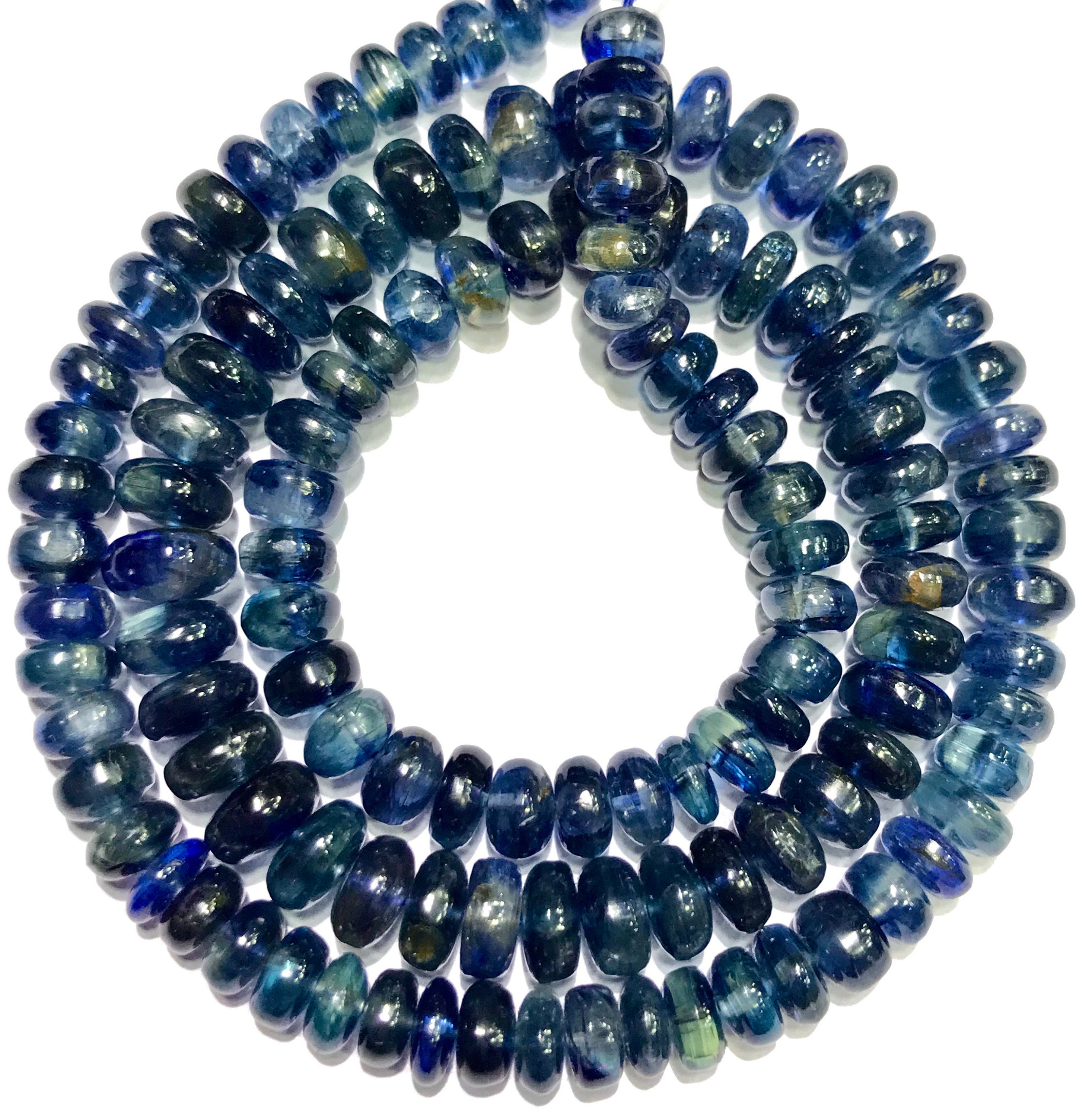 Aaa+ Blue Kyanite Smooth Rondelle Beads Natural Blue Kyanite Gemstone Beads 6/7mm Kyanite Smooth Beads Kyanite Rondelle Beads Wholesale Bead