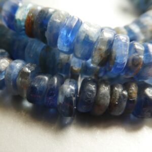 Blue kyanite rondelle 6mm beads- 4in strand gemstone polished natural -jewelry making -craft beads