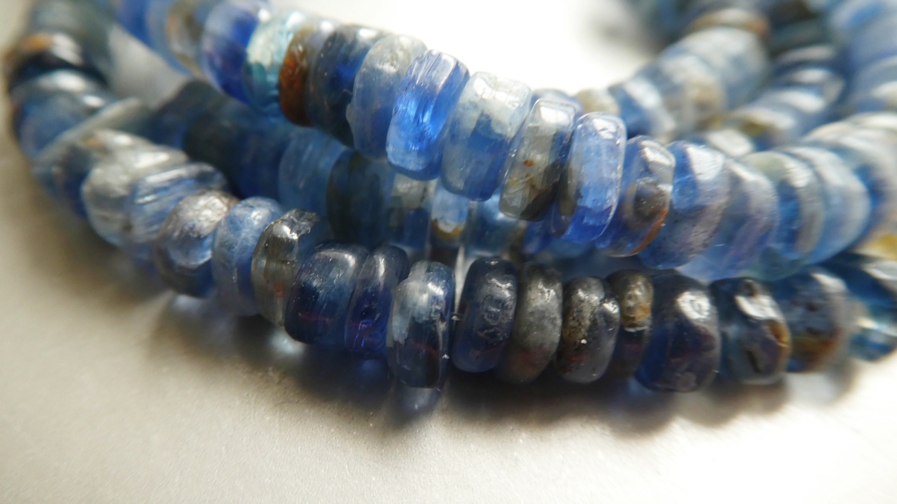 Blue Kyanite Rondelle 6mm Beads- 4in Strand Gemstone Polished Natural -jewelry Making -craft Beads