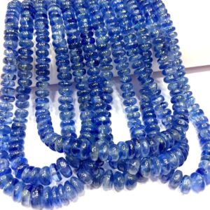 Extremely Beautiful~Rare Natural Kyanite Smooth Rondelle Beads Truly Gorgeous Kyanite Gemstone Beads Real Kyanite Strand Smooth Kyanite Bead
