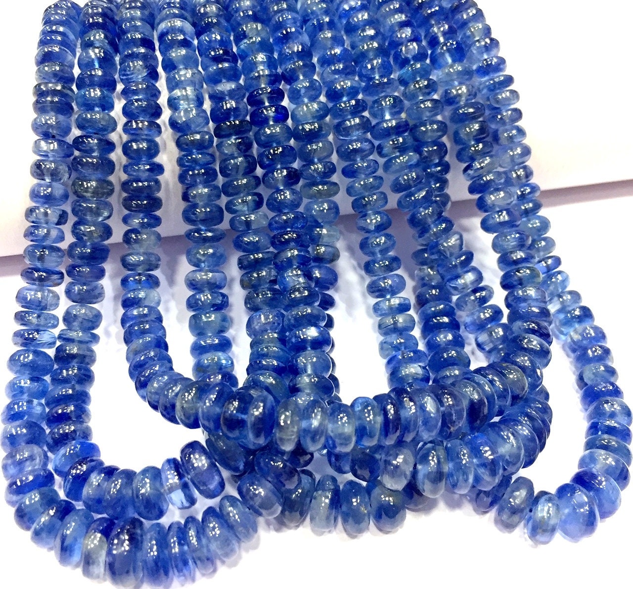 Extremely Beautiful~rare Natural Kyanite Smooth Rondelle Beads Truly Gorgeous Kyanite Gemstone Beads Real Kyanite Strand Smooth Kyanite Bead