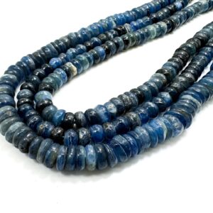 Genuine Kyanite Beads, High Quality Natural Blue Kyanite Smooth Rondelle Natural Gemstone Beads -pg74