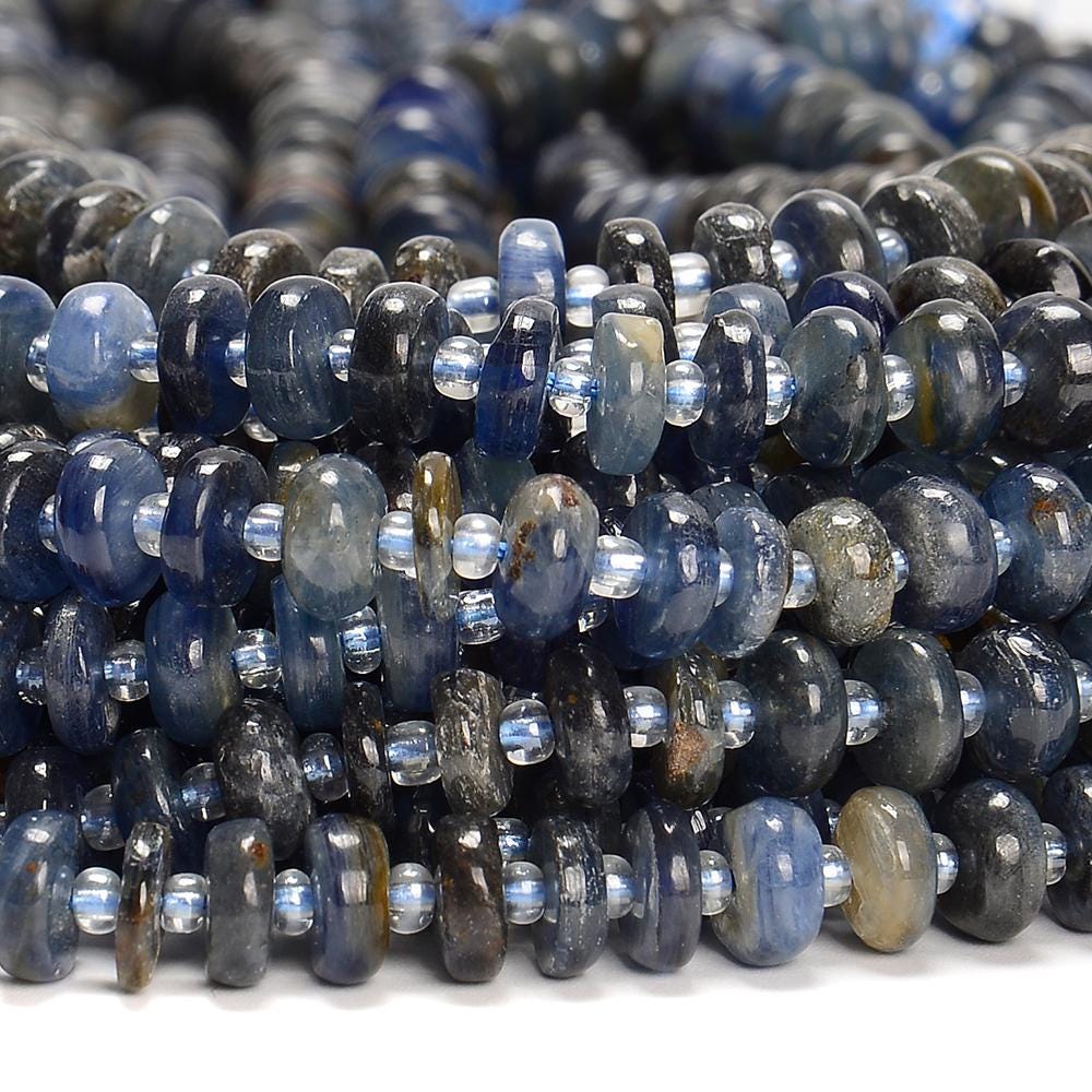 Natural Kyanite Gemstone Rondelle Slice 8x2mm Loose Beads 7.5 Inch Half Strand (80019820-d599) Natural Kyanite Gemstone Rondelle Slice 8x2mm Loose Beads 7.5 Inch Half Strand (80019820-d599)