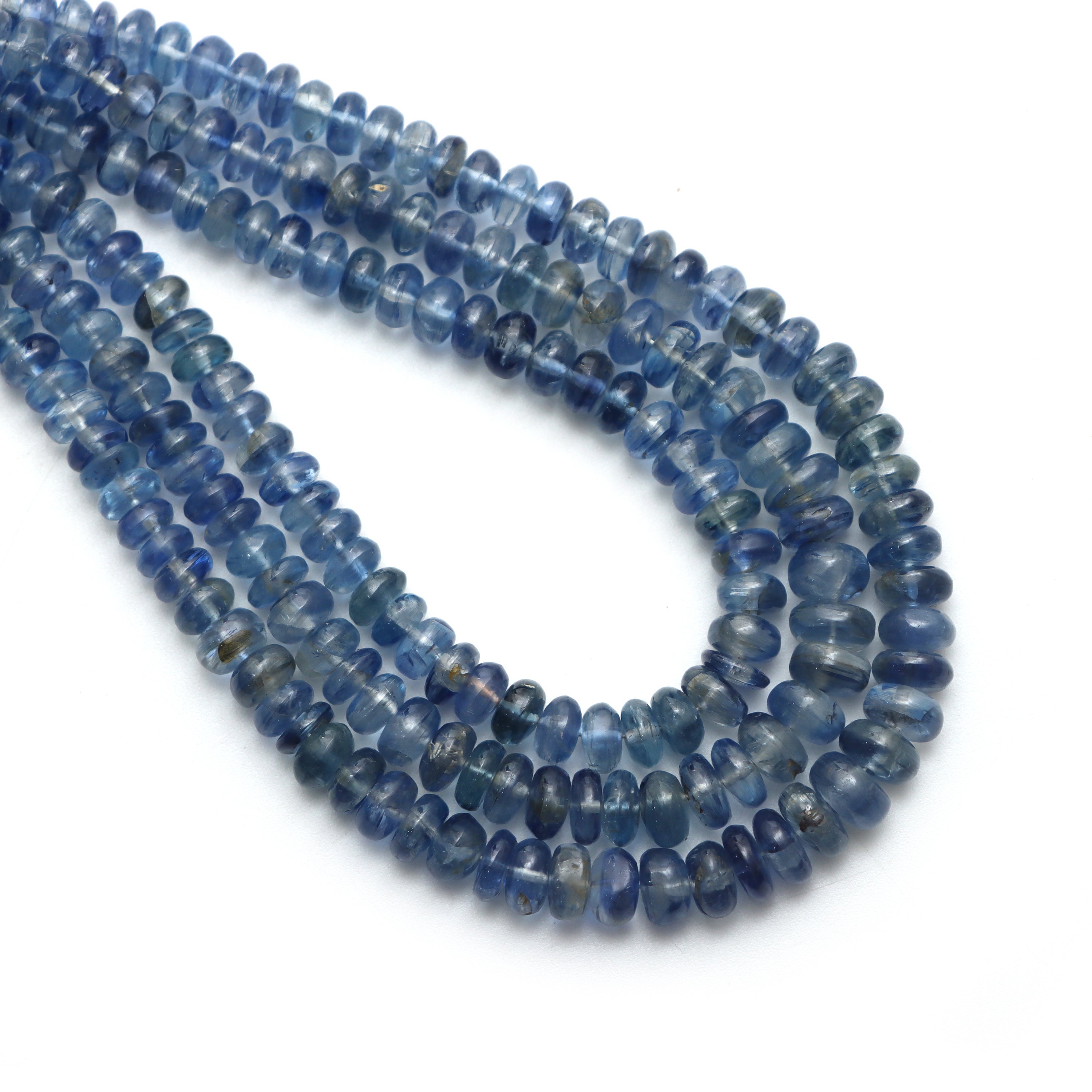 Kyanite Smooth Rondelle Beads, 4.5 Mm To 6 Mm , Kyanite Jewelry Making Beads, 8 Inches / 18 Inches Full Strand, Price Per Strand