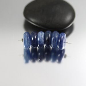 Smooth Kyanite Rondelle Beads - Pair Or Set Of 6 - 12 X 5 Mm
