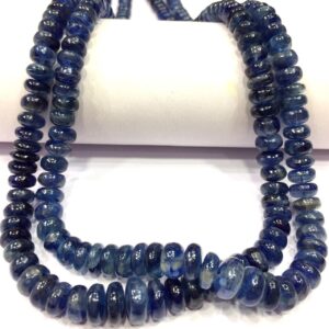 TOP QUALITY~Rare Natural Kyanite Smooth Rondelle Beads Kyanite Gemstone Beads Real Kyanite Strand Smooth Kyanite Beads Kyanite Rondelle.