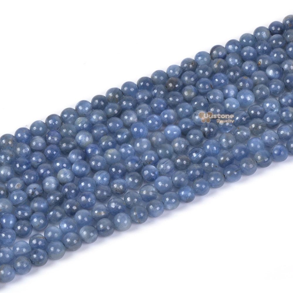 4mm053 4mm Blue Kyanite Round Ball Loose Gemstone Beads 16"
