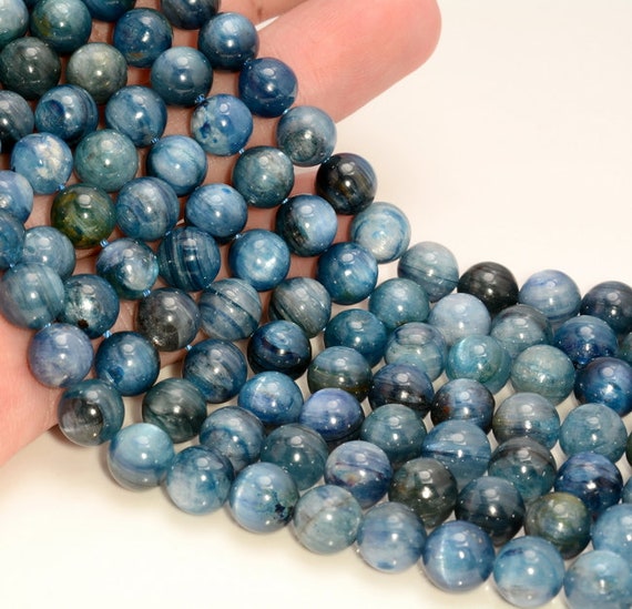 8-9mm Blue Kyanite Gemstone Grade Aa Round Beads 7 Inch Half Strand Bulk Lot 1,2,6,12 And 50 (80007396-a260)