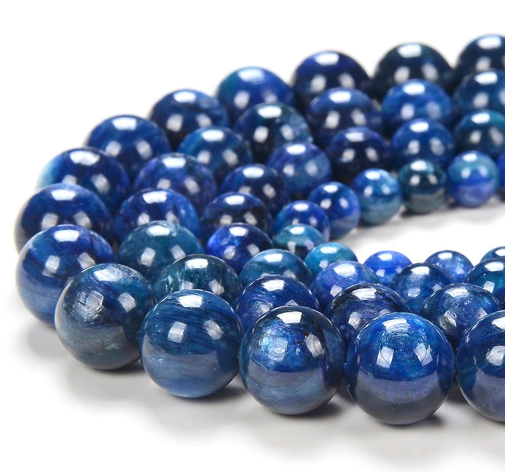 Dark Blue Kyanite Gemstone Grade Aaa Round 5mm 6mm 7mm 8mm 9mm 10mm 11mm 12mm 13mm Loose Beads 7 Inch Strand Bulk Lot 1,2,6,12 And 50 (d145)