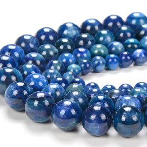 Deep Blue Kyanite Gemstone Grade AAA Round 5MM 6MM 7MM 8MM 9MM 10MM 11MM 12MM 13MM 14MM 15MM Loose Beads 7 inch Half Strand BULK LOT (D144)