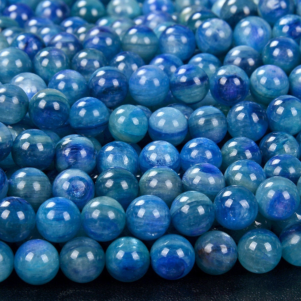 Kyanite Gemstone Grade Aaa Round 5mm 6mm 7mm 8mm 9mm 10mm 11mm 12mm 13mm 14mm Loose Beads 7 Inch Half Strand (d143)