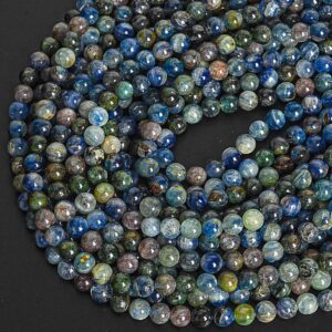 Genuine Natural Deep Green Blue Kyanite Loose Beads Round 6mm 7mm 8mm