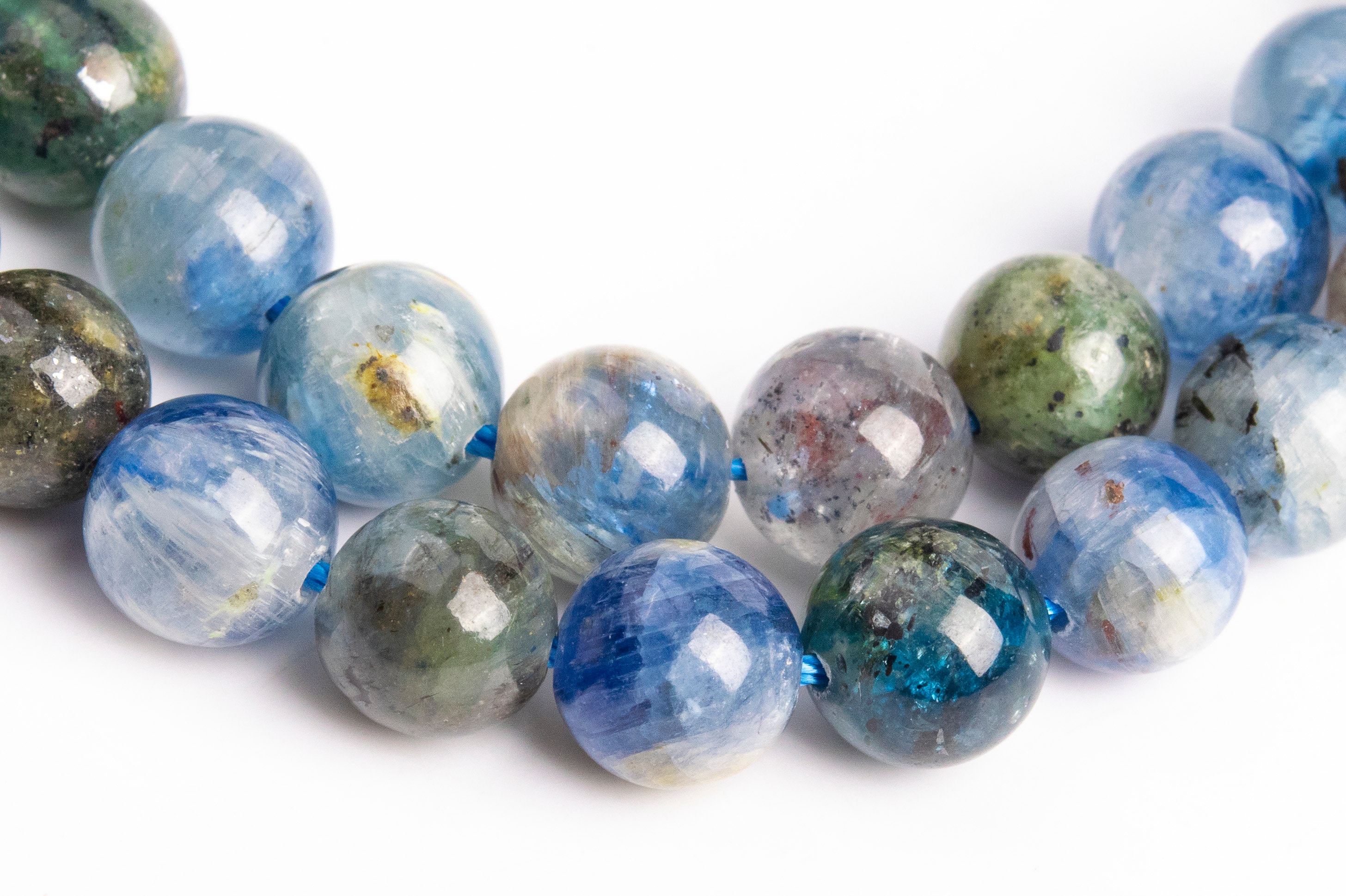 Genuine Natural Kyanite Gemstone Beads 6mm Deep Green Blue Round A Quality Loose Beads (116128)