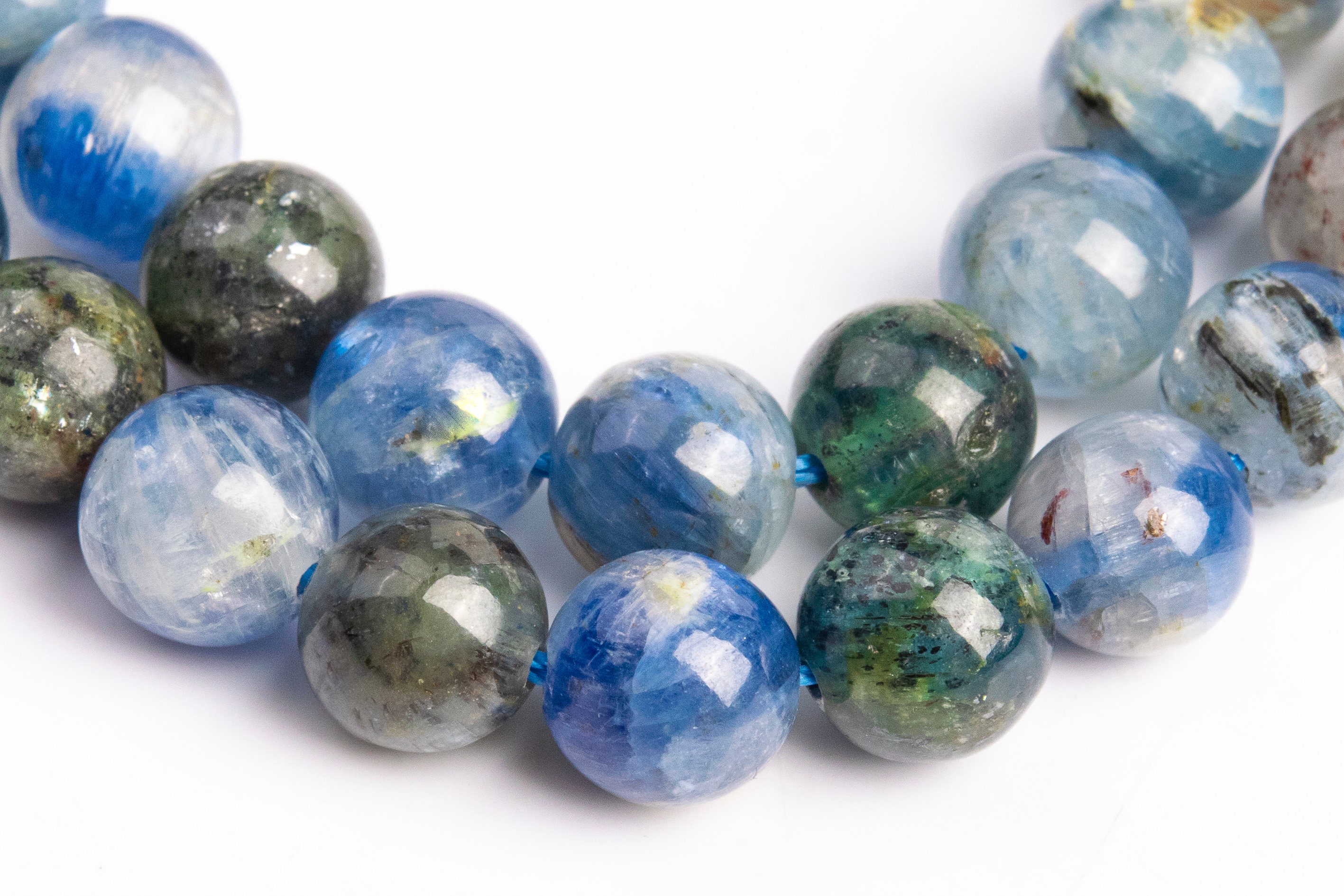 Genuine Natural Kyanite Gemstone Beads 6-7mm Deep Green Blue Round A Quality Loose Beads (116129) Genuine Natural Kyanite Gemstone Beads 6-7mm Deep Green Blue Round A Quality Loose Beads (116129)