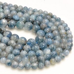 Genuine Natural Kyanite Gemstone Light Blue Translucent 6mm 7mm 8mm 9mm 10mm Round Loose Beads 15.5 inch Full Strand (A248)