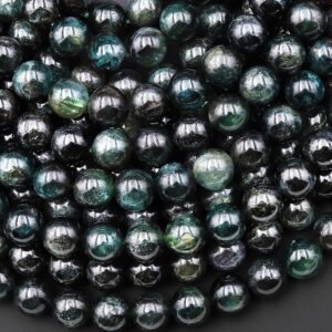 Genuine Natural Teal Green Kyanite 6mm 8mm 10mm Smooth Round Beads 15.5" Strand