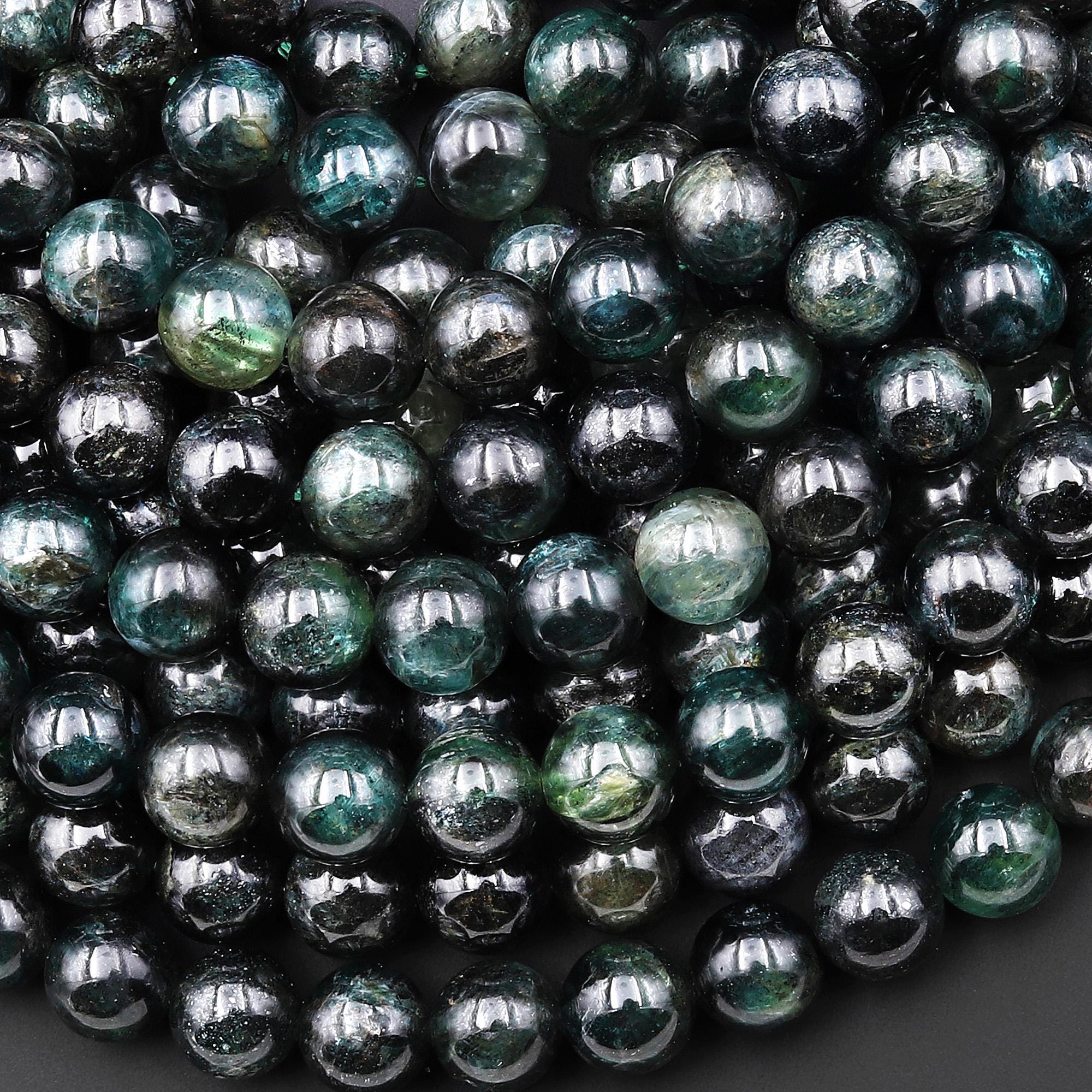 Genuine Natural Teal Green Kyanite 6mm 8mm 10mm Smooth Round Beads 15.5" Strand