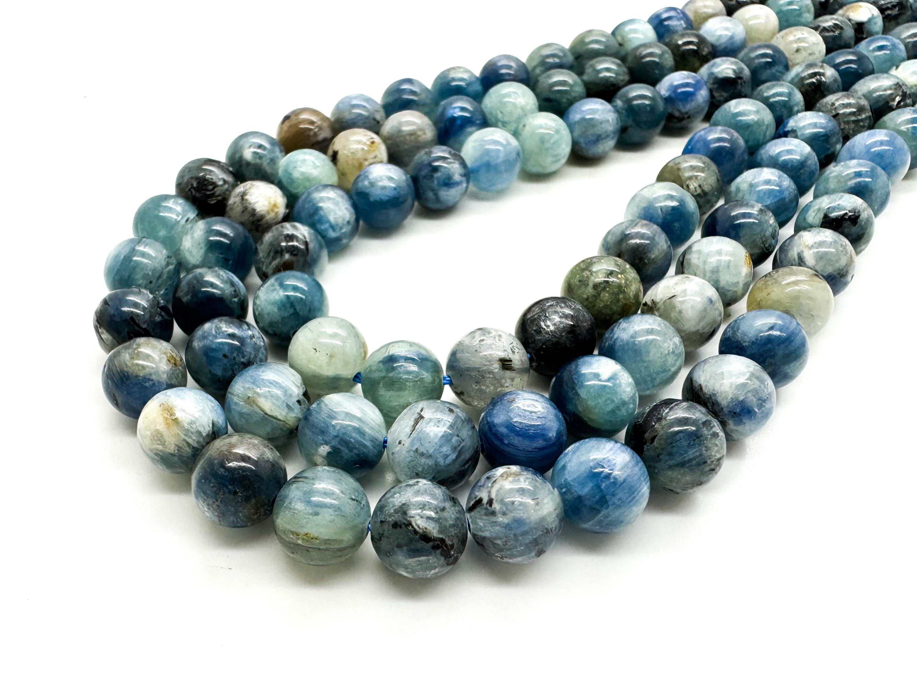 Natural Blue Kyanite Polished Smooth Round Sphere Ball Gemstone Beads - (6mm 8mm 10mm) - Rn101 Natural Blue Kyanite Polished Smooth Round Sphere Ball Gemstone Beads - (6mm 8mm 10mm) - Rn101