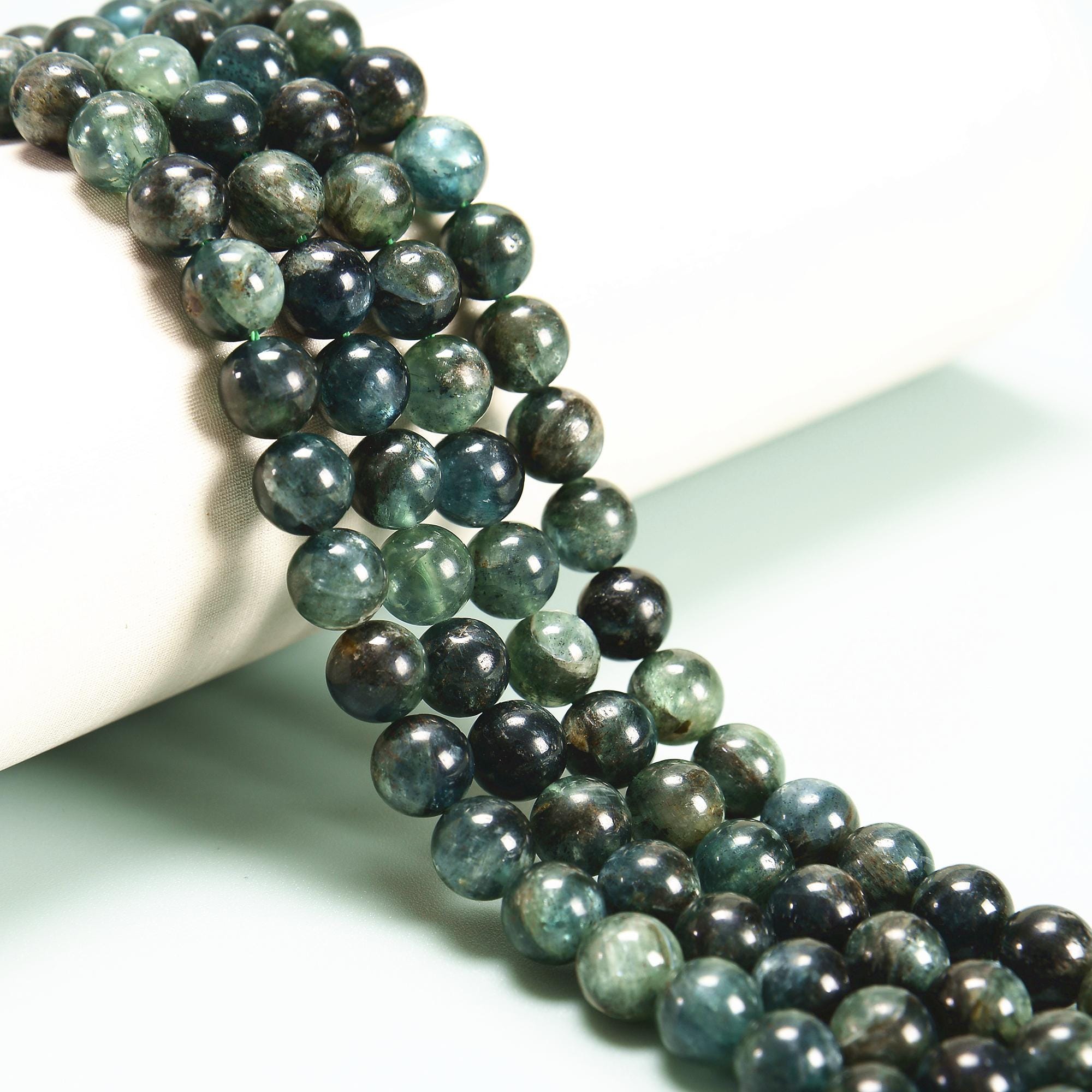 Natural Dark Green Kyanite Smooth Round Beads Size 6mm 8mm 10mm 15.5'' Strand Natural Dark Green Kyanite Smooth Round Beads Size 6mm 8mm 10mm 15.5'' Strand