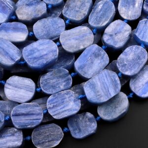 Raw Natural Blue Kyanite Oval Rounded Rectangle Beads Flat Slice Gemstone 15.5" Strand Raw Natural Blue Kyanite Oval Rounded Rectangle Beads Flat Slice Gemstone 15.5" Strand