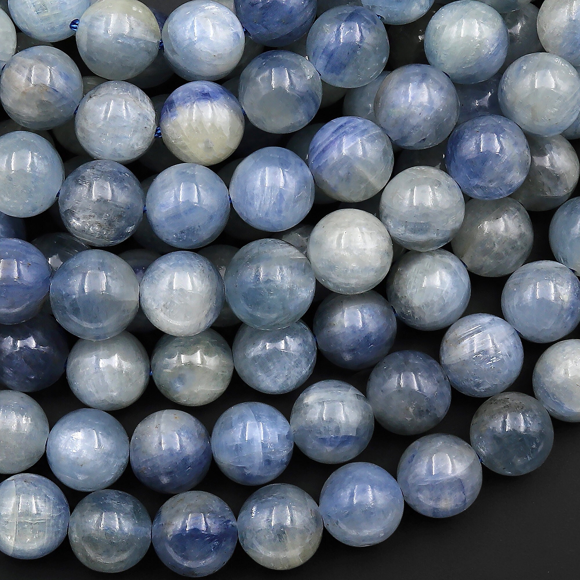 Real Genuine Natural Light Silvery Blue Kyanite 5mm 6mm 8mm 10mm 12mm 13mm 14mm Smooth Round Beads 15.5" Strand Real Genuine Natural Light Silvery Blue Kyanite 5mm 6mm 8mm 10mm 12mm 13mm 14mm Smooth Round Beads 15.5" Strand