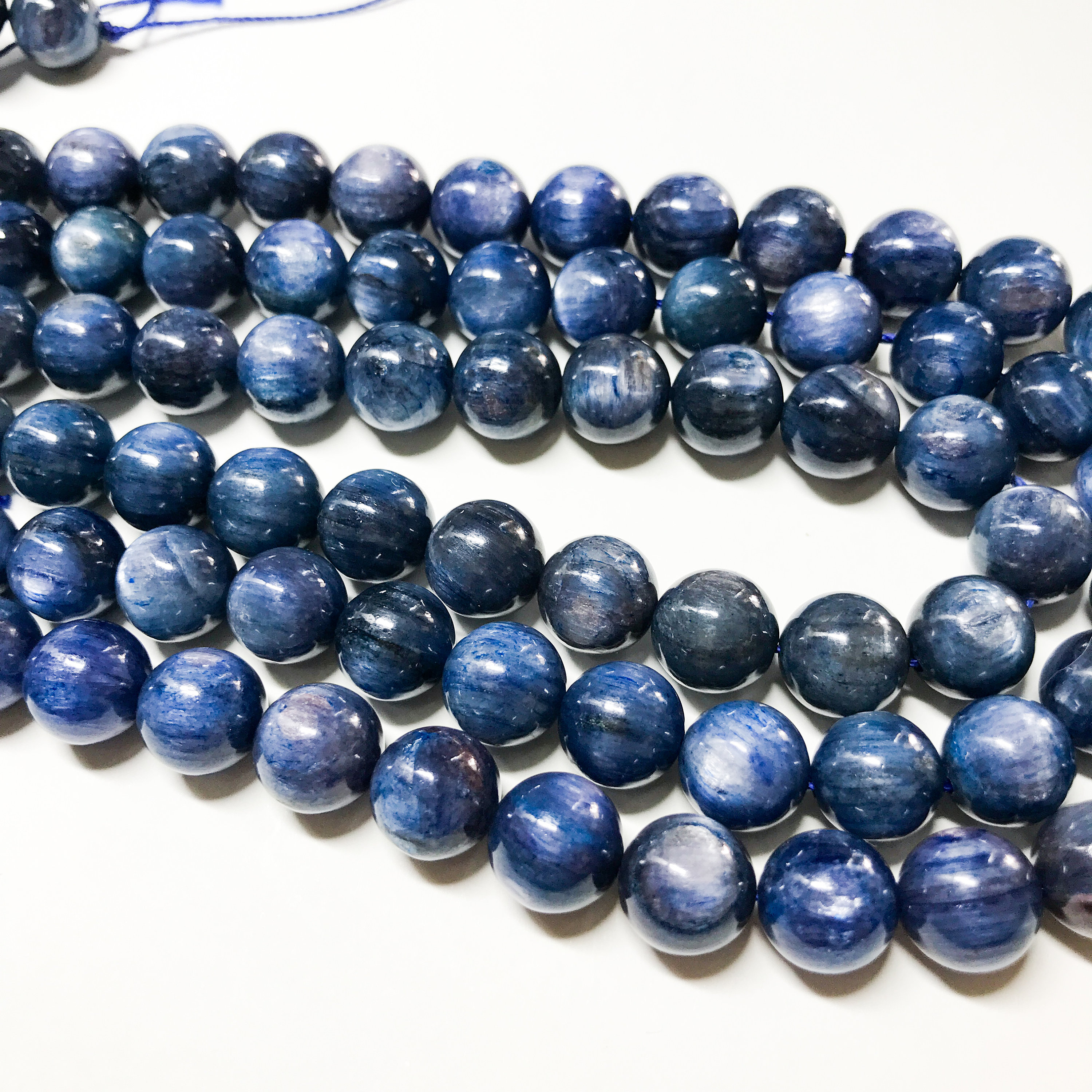 Silver Blue Kyanite Round Beads 10mm. Top Quality Gemstone Beads. Diy Loose Beads 15.5''