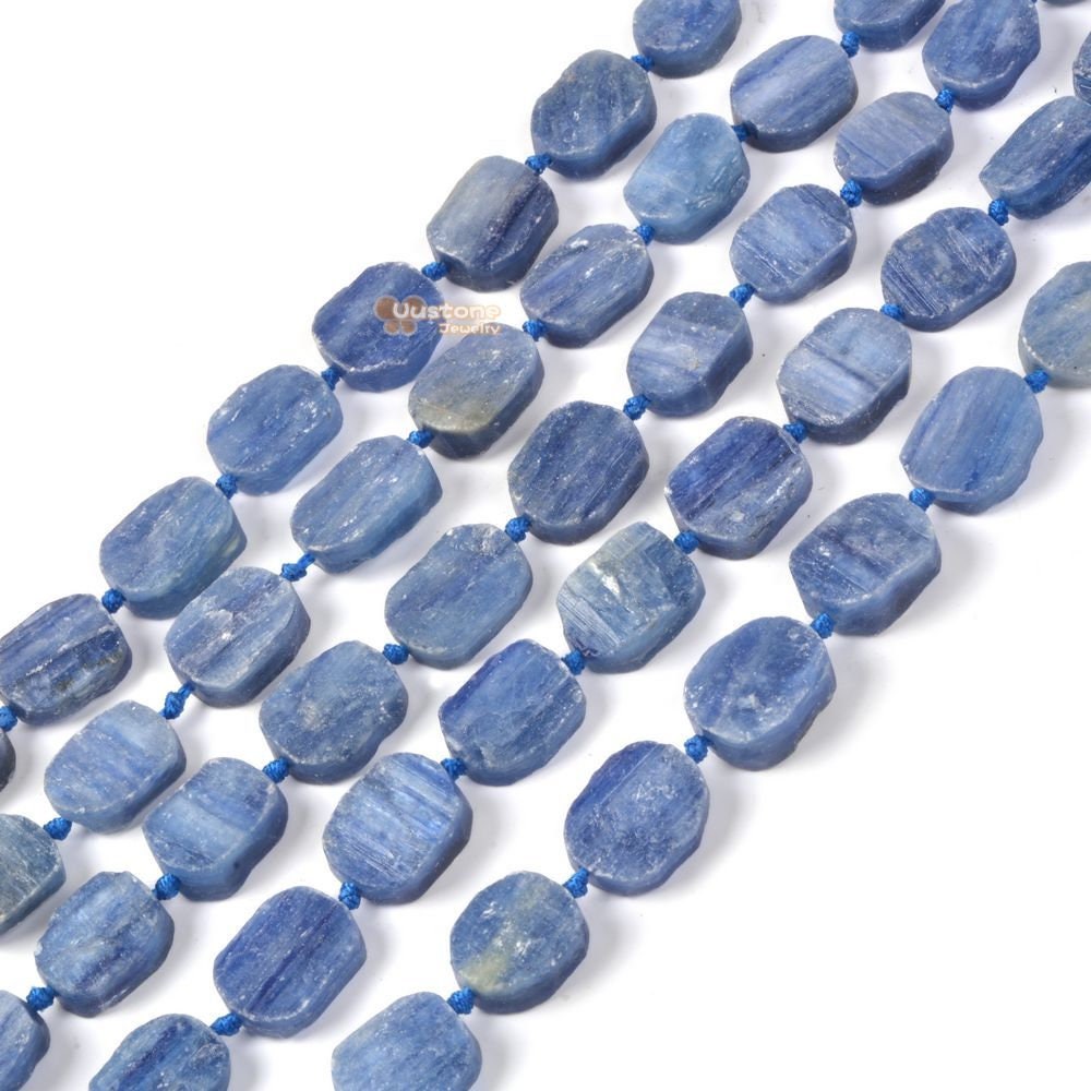 02102 Natural Kyanite Raw Flat Freeform Rounded Rectangle Oval Loose Beads Diy Jewelry Making