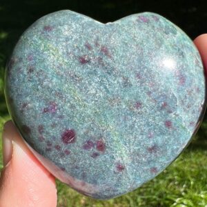 2.2" Ruby In Kyanite Crystal Heart With Fuchsite, July Birthstone, Witchy Living Room Decor, Uv Reactive, Gift For Cancer, #3
