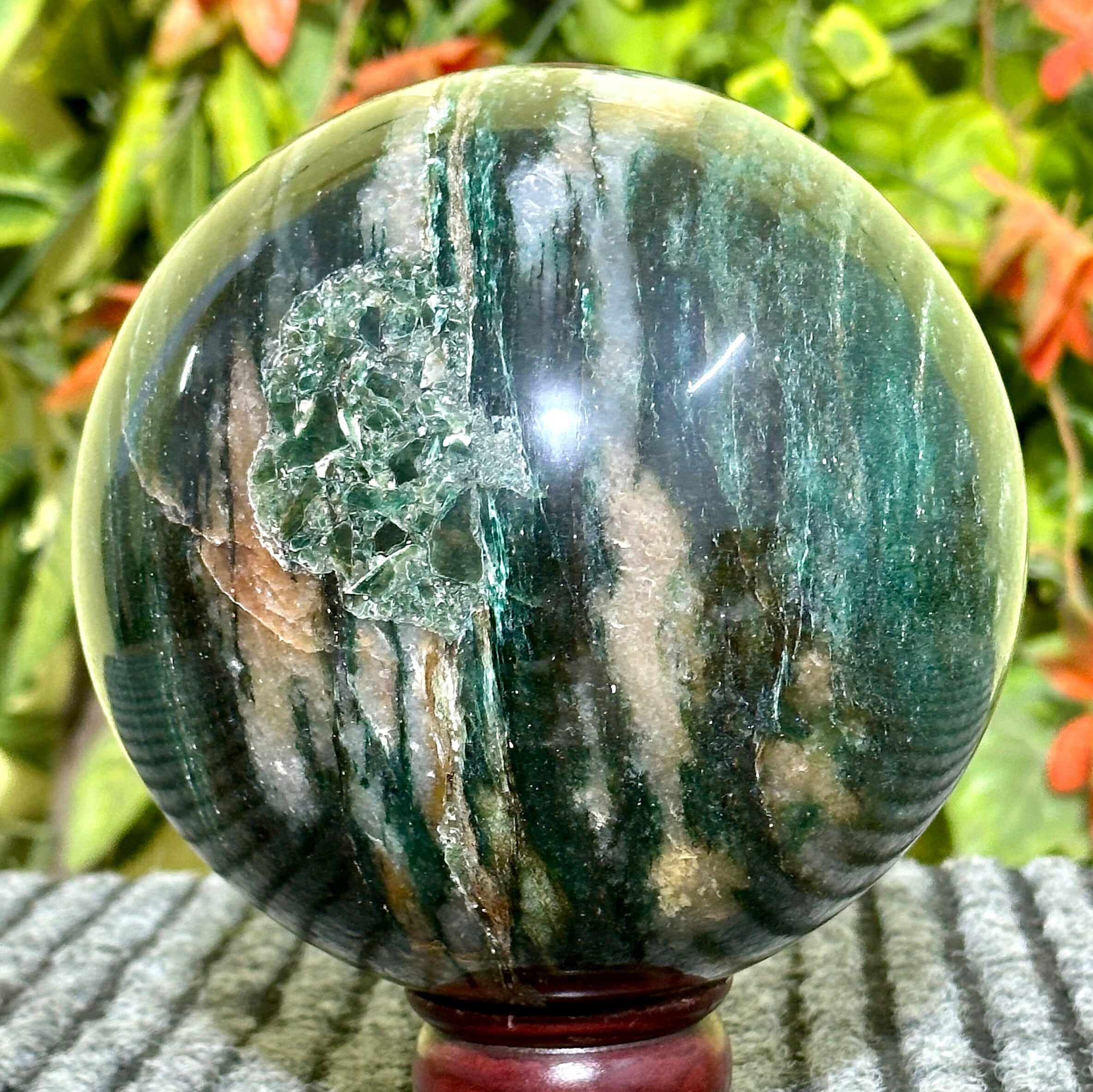 A Grade Green Kyanite Sphere: Healing Chakra Stone, Aura Cleansing