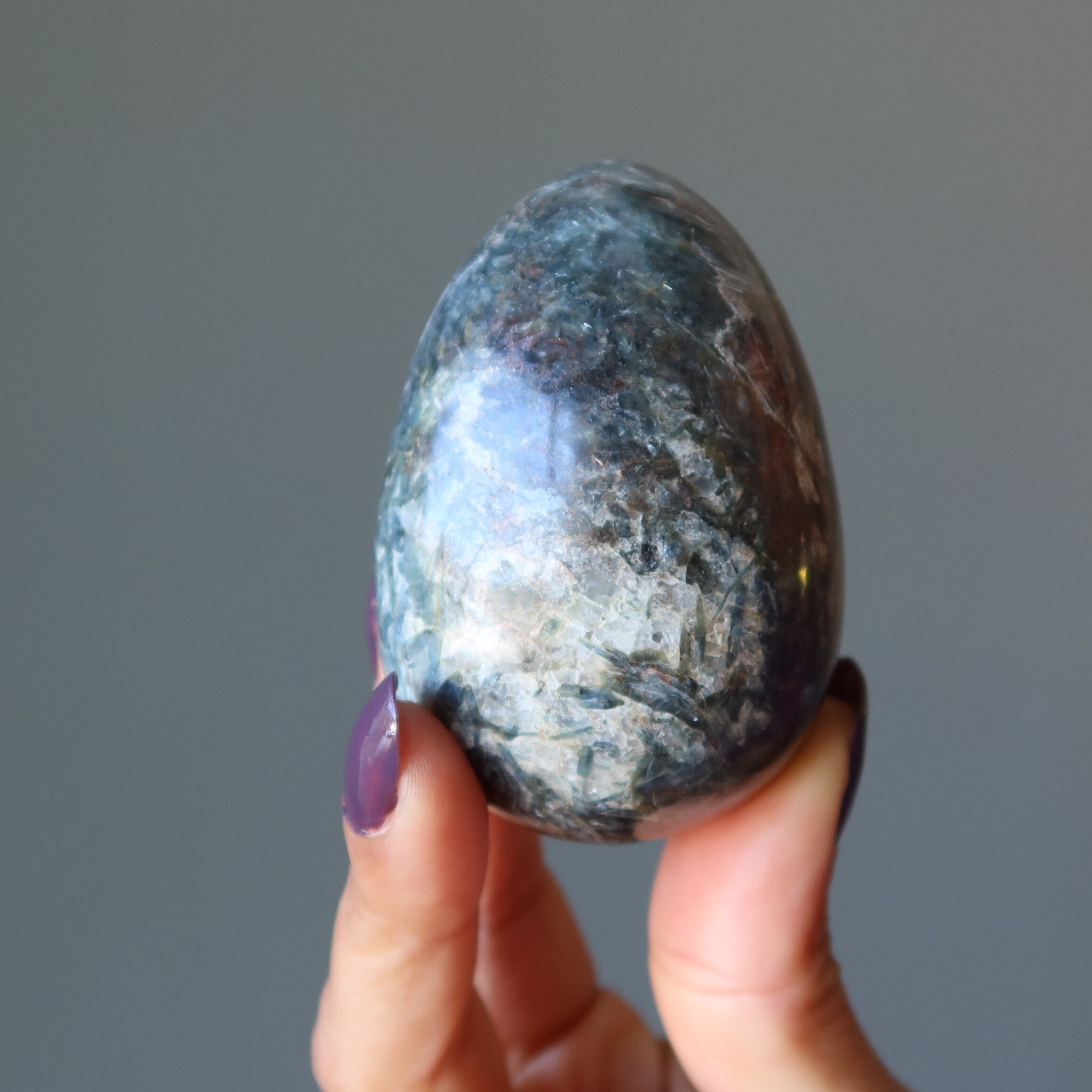 Kyanite Egg Blue Sky Red Fire Gemstone Crystal