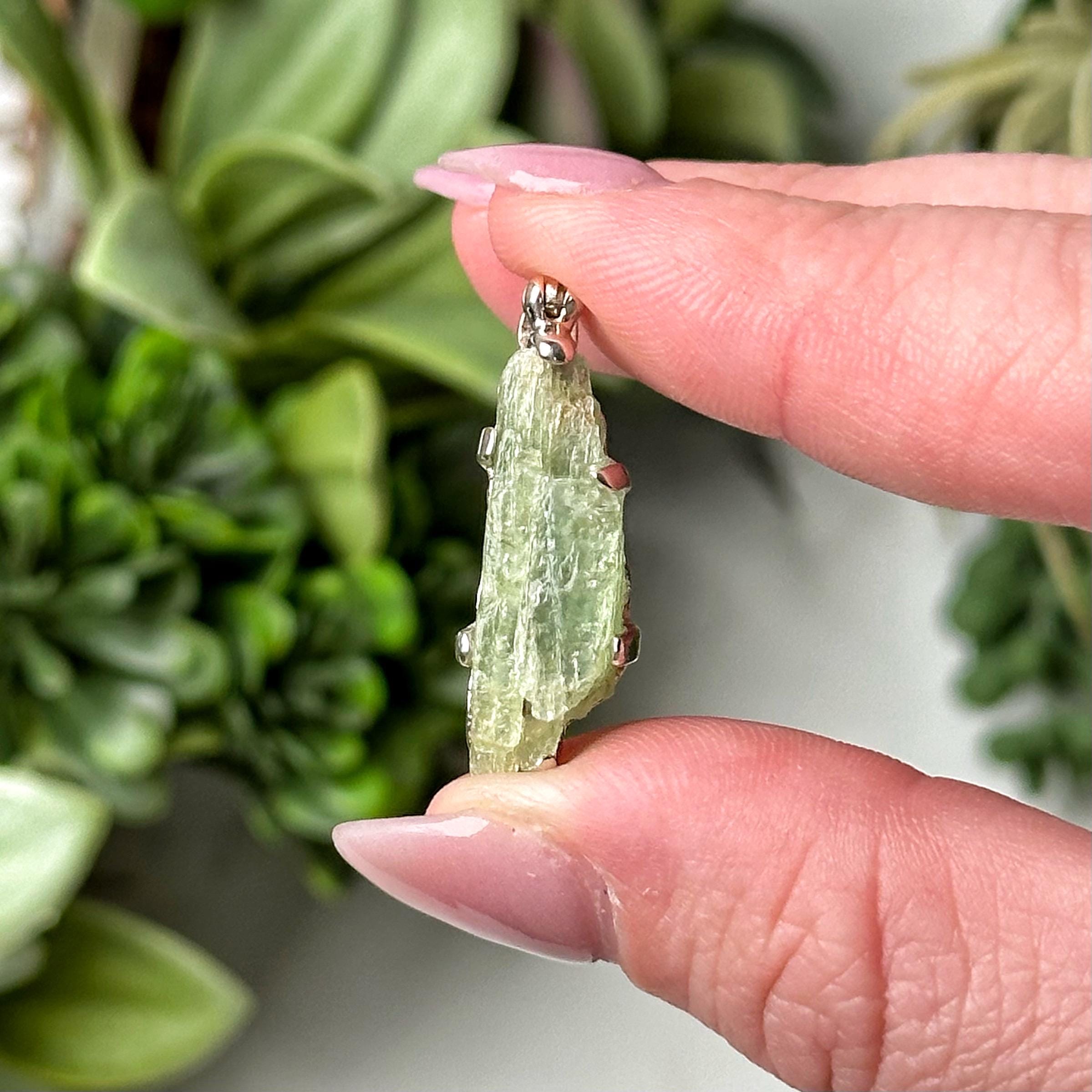 Green Kyanite Pendant | 3g | - #1 (raw Crystal Necklace, Healing Stone Jewelry, Heart Chakra, Love)